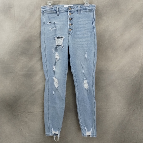 KanCan Harper High Rise Exposed Button Fly Distressed Jeans - Picture 6 of 11